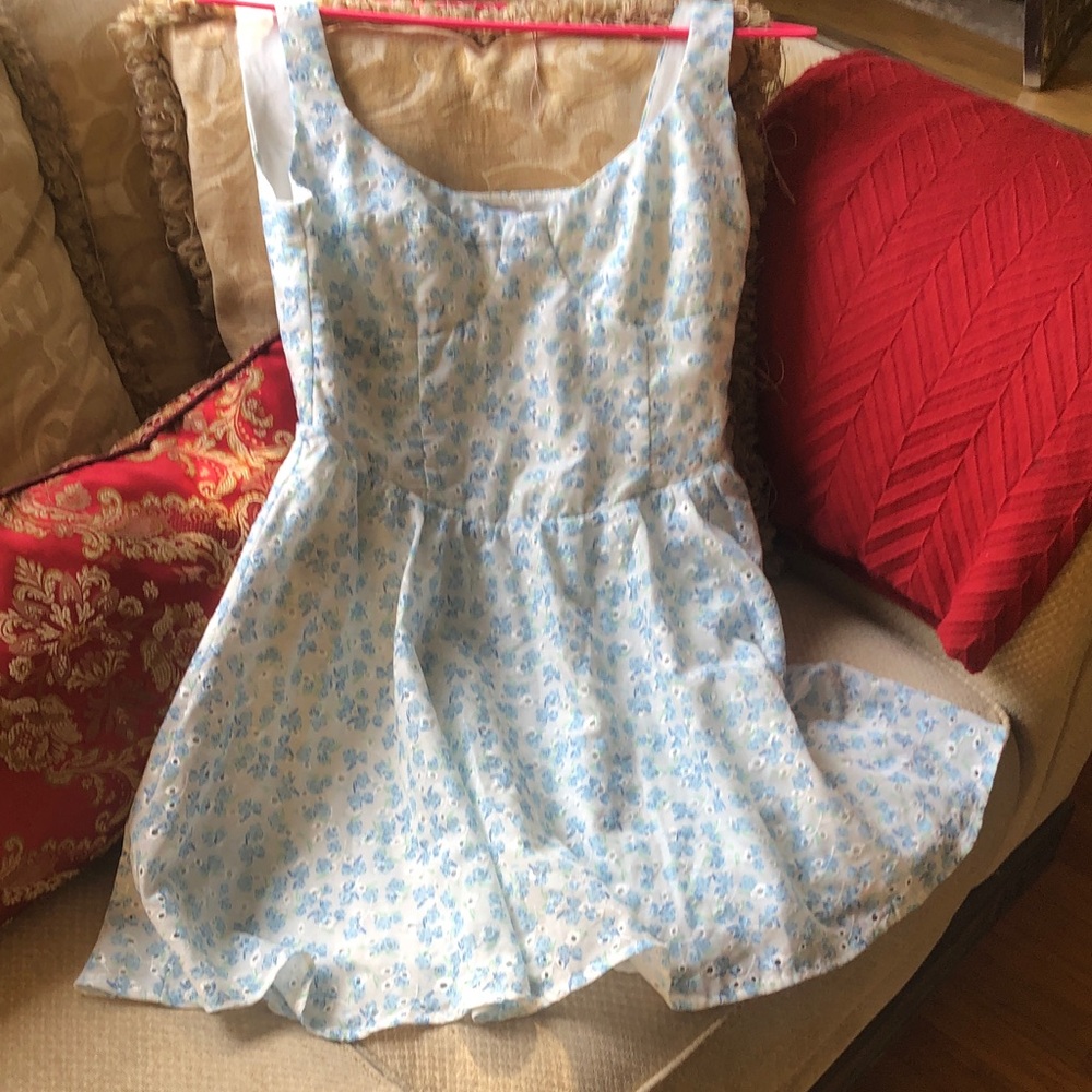 Princess Polly Light Blue Floral Lace-Trim Chemise